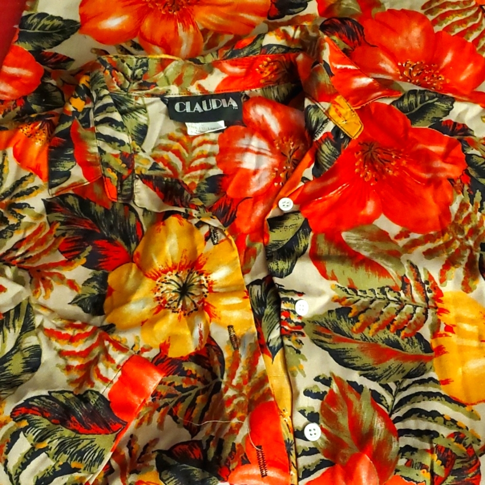 Vintage Claudia Hawaiian Blouse sz L